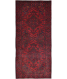 Afghan 2' 10" X 6' 7" Hand-Knotted Wool Rug 2' 10" X 6' 7" (86 X 201) / Red / Blue