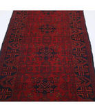 Afghan 2' 9" X 9' 4" Hand-Knotted Wool Rug 2' 9" X 9' 4" (84 X 284) / Red / Blue