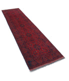 Afghan 2' 7" X 9' 5" Hand-Knotted Wool Rug 2' 7" X 9' 5" (79 X 287) / Red / Blue