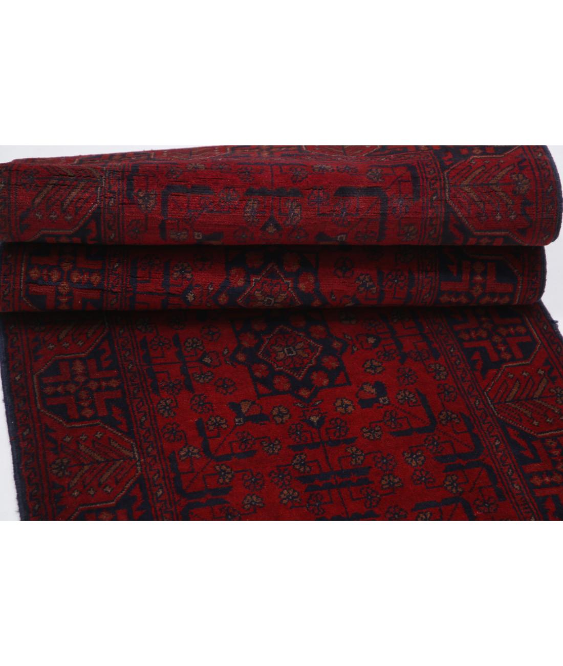 Afghan 2' 7" X 9' 5" Hand-Knotted Wool Rug 2' 7" X 9' 5" (79 X 287) / Red / Blue