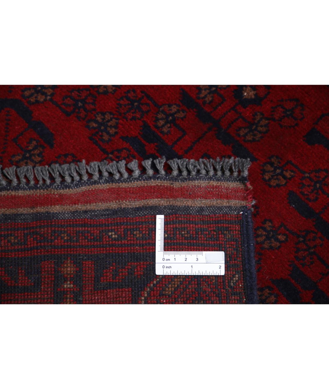 Afghan 2' 7" X 9' 5" Hand-Knotted Wool Rug 2' 7" X 9' 5" (79 X 287) / Red / Blue