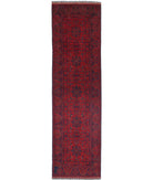 Afghan 2' 7" X 9' 5" Hand-Knotted Wool Rug 2' 7" X 9' 5" (79 X 287) / Red / Blue