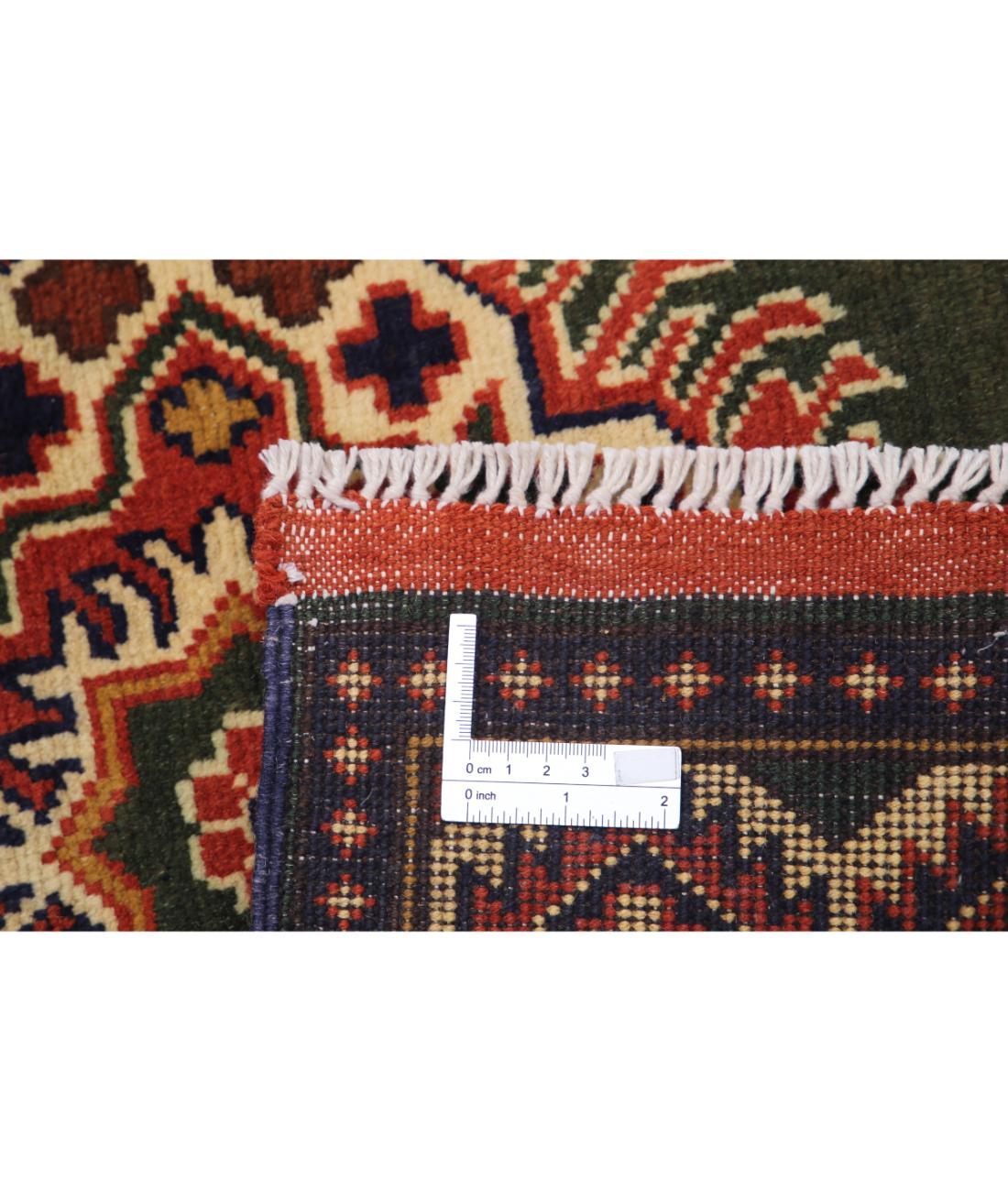 Afghan 2' 11" X 10' 2" Hand-Knotted Wool Rug 2' 11" X 10' 2" (89 X 310) / Green / Ivory
