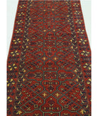 Afghan 2' 7" X 47' 7" Hand-Knotted Wool Rug 2' 7" X 47' 7" (79 X 1450) / Rust / Blue