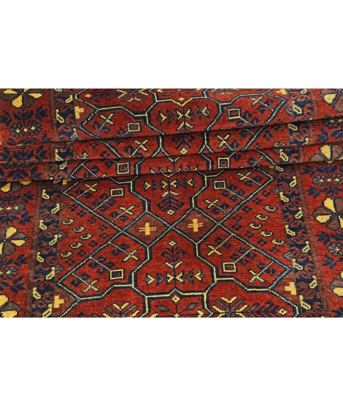 Afghan 2' 7" X 47' 7" Hand-Knotted Wool Rug 2' 7" X 47' 7" (79 X 1450) / Rust / Blue