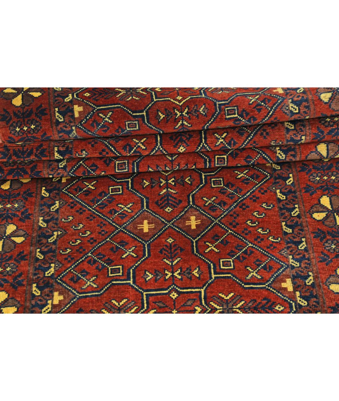 Afghan 2' 7" X 47' 7" Hand-Knotted Wool Rug 2' 7" X 47' 7" (79 X 1450) / Rust / Blue