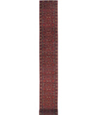 Afghan 2' 7" X 47' 7" Hand-Knotted Wool Rug 2' 7" X 47' 7" (79 X 1450) / Rust / Blue
