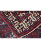 Afghan 3' 3" X 4' 10" Hand-Knotted Wool Rug 3' 3" X 4' 10" (99 X 147) / Ivory / Blue