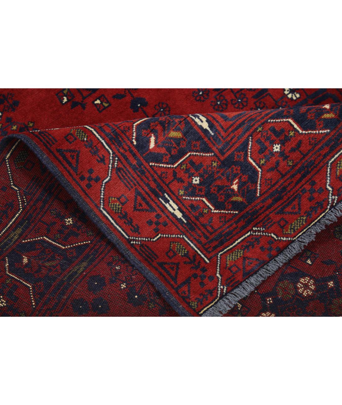 Afghan 3' 2" X 4' 9" Hand-Knotted Wool Rug 3' 2" X 4' 9" (97 X 145) / Red / Blue