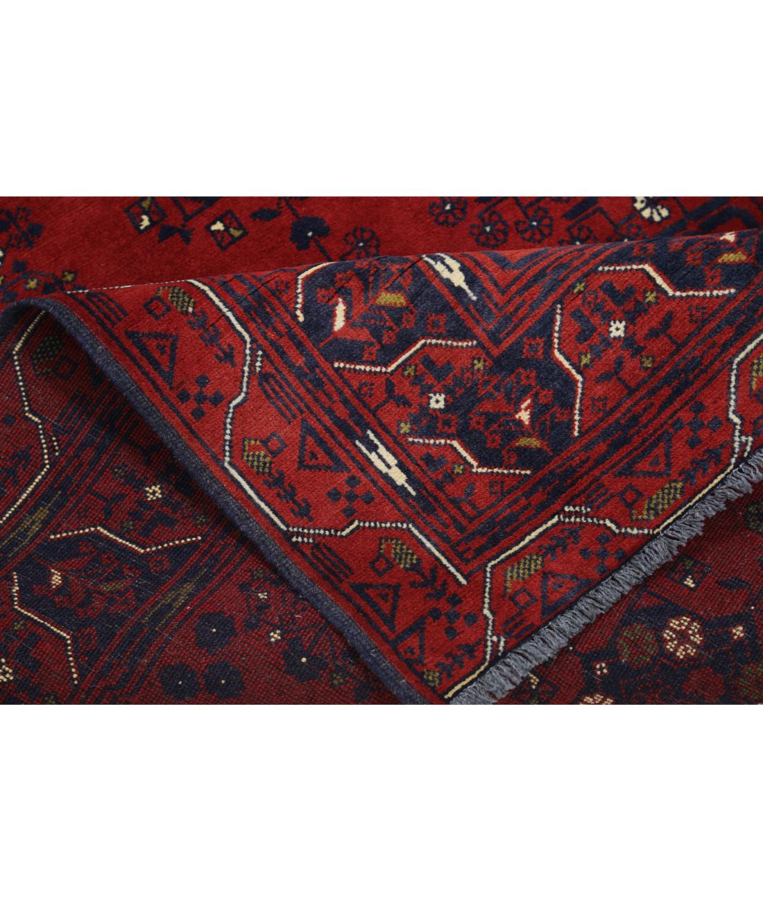 Afghan 3' 2" X 4' 9" Hand-Knotted Wool Rug 3' 2" X 4' 9" (97 X 145) / Red / Blue