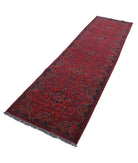Afghan 2' 8" X 9' 3" Hand-Knotted Wool Rug 2' 8" X 9' 3" (81 X 282) / Red / Blue