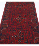 Afghan 2' 8" X 9' 3" Hand-Knotted Wool Rug 2' 8" X 9' 3" (81 X 282) / Red / Blue