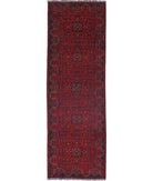 Afghan 2' 8" X 9' 3" Hand-Knotted Wool Rug 2' 8" X 9' 3" (81 X 282) / Red / Blue