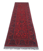 Afghan 2' 7" X 9' 5" Hand-Knotted Wool Rug 2' 7" X 9' 5" (79 X 287) / Red / Blue