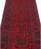 Afghan 2' 7" X 9' 5" Hand-Knotted Wool Rug 2' 7" X 9' 5" (79 X 287) / Red / Blue