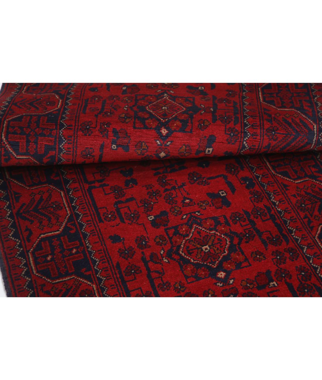 Afghan 2' 7" X 9' 5" Hand-Knotted Wool Rug 2' 7" X 9' 5" (79 X 287) / Red / Blue