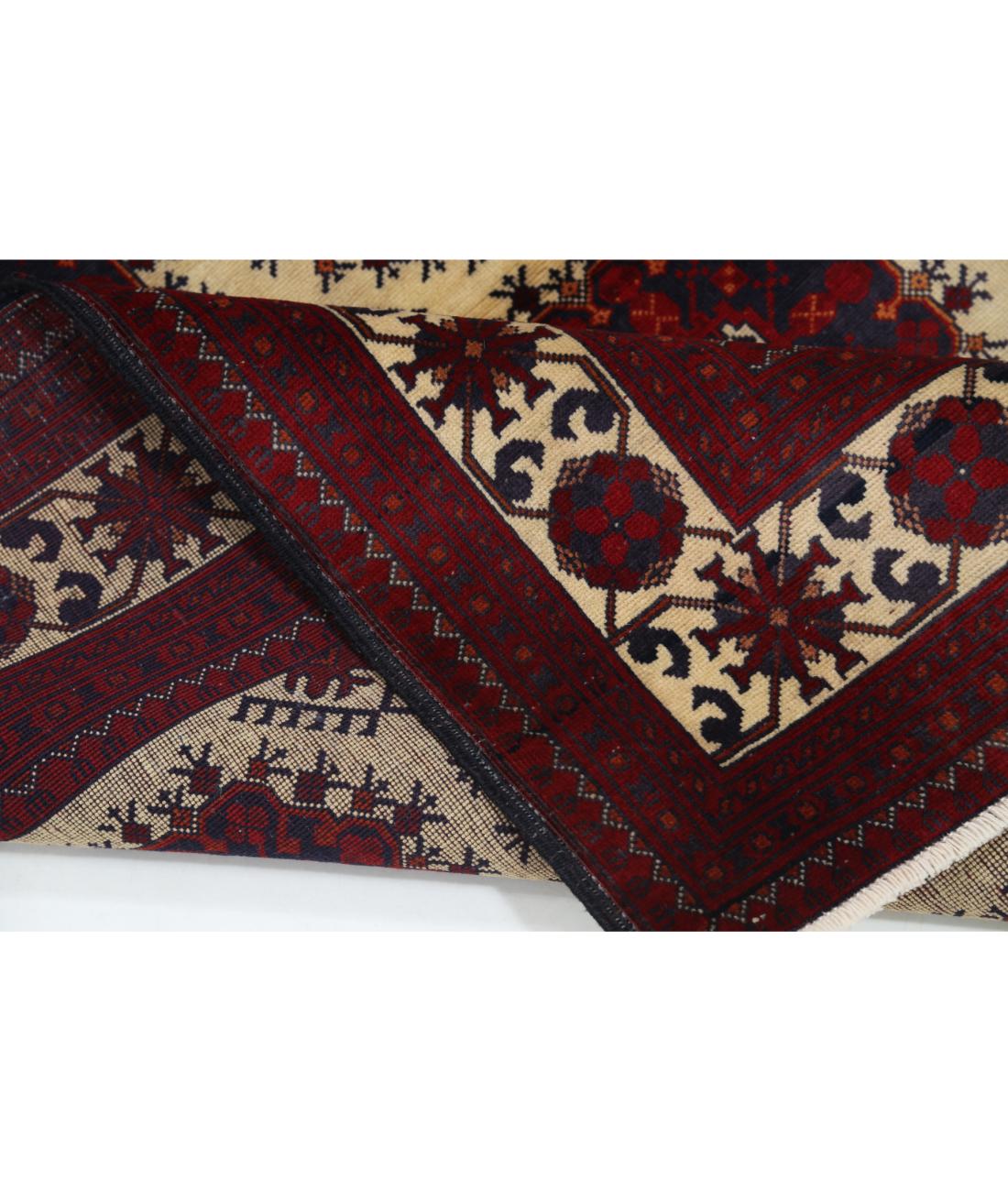 Afghan 3' 4" X 5' 0" Hand-Knotted Wool Rug 3' 4" X 5' 0" (102 X 152) / Beige / Blue