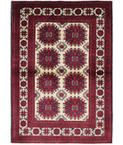 Afghan 3' 4" X 5' 0" Hand-Knotted Wool Rug 3' 4" X 5' 0" (102 X 152) / Beige / Blue