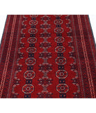 Afghan 2' 10" X 11' 9" Hand-Knotted Wool Rug 2' 10" X 11' 9" (86 X 358) / Red / Blue