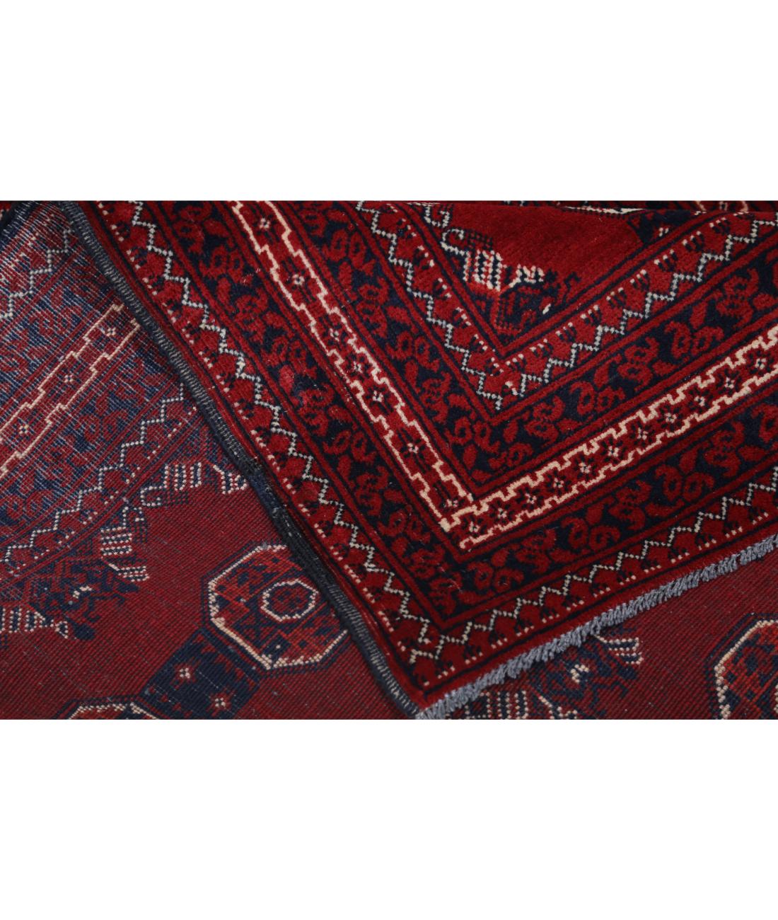 Afghan 2' 10" X 11' 9" Hand-Knotted Wool Rug 2' 10" X 11' 9" (86 X 358) / Red / Blue