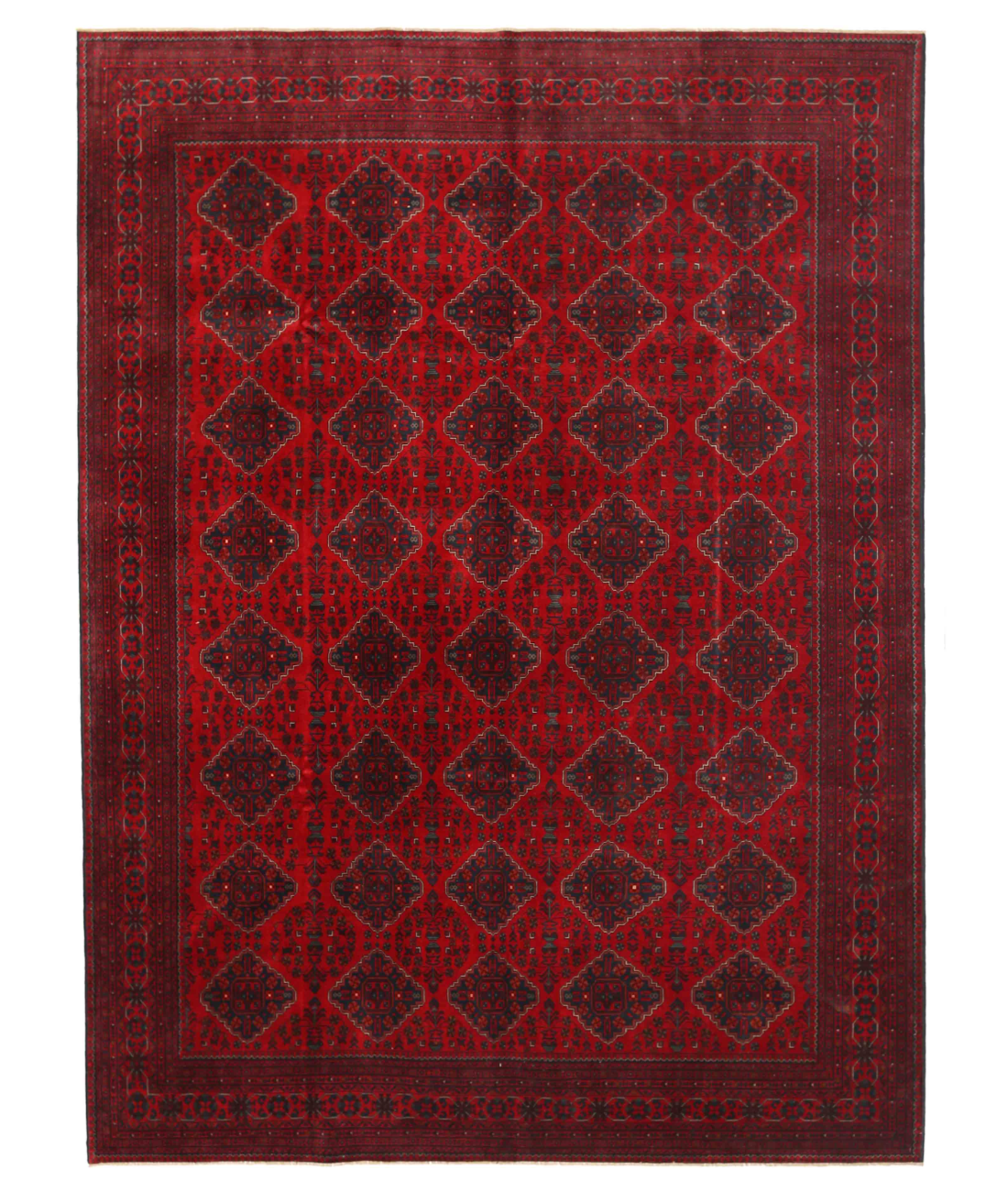 Hand Knotted Afghan Wool Rug 9' 7" X 13' 2" 9' 7" X 13' 2" (292 X 401) / Red / Red