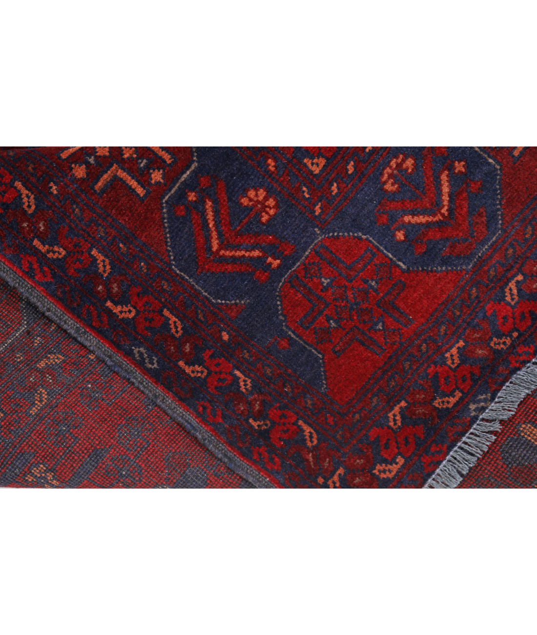 Afghan 4' 11" X 6' 4" Hand-Knotted Wool Rug 4' 11" X 6' 4" (150 X 193) / Red / Blue
