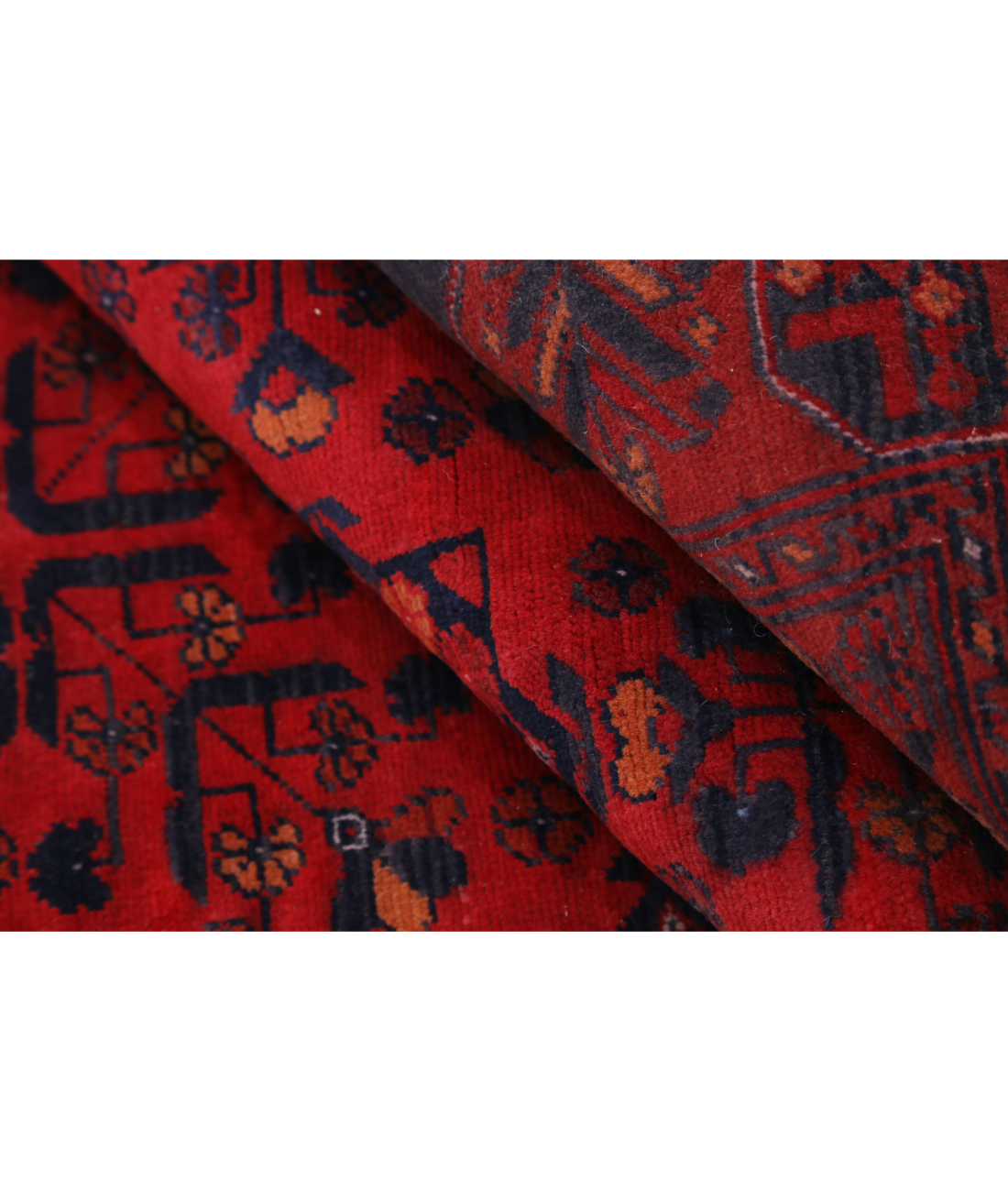 Afghan 4' 9" X 5' 11" Hand-Knotted Wool Rug 4' 9" X 5' 11" (145 X 180) / Red / Blue