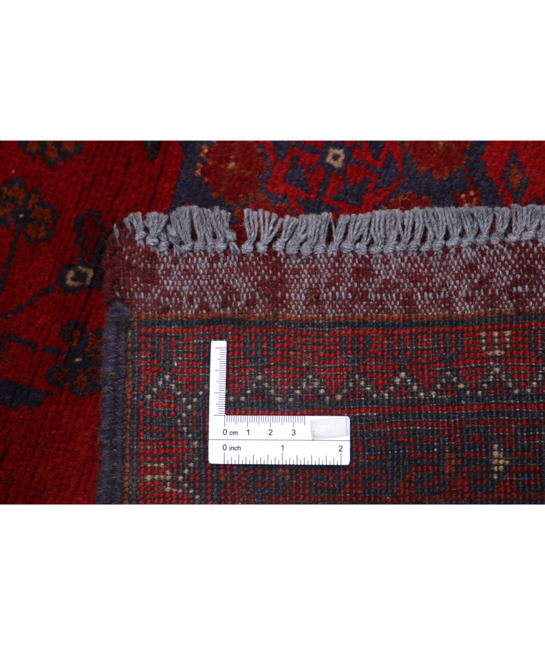 Afghan 3' 6" X 4' 10" Hand-Knotted Wool Rug 3' 6" X 4' 10" (107 X 147) / Red / Blue