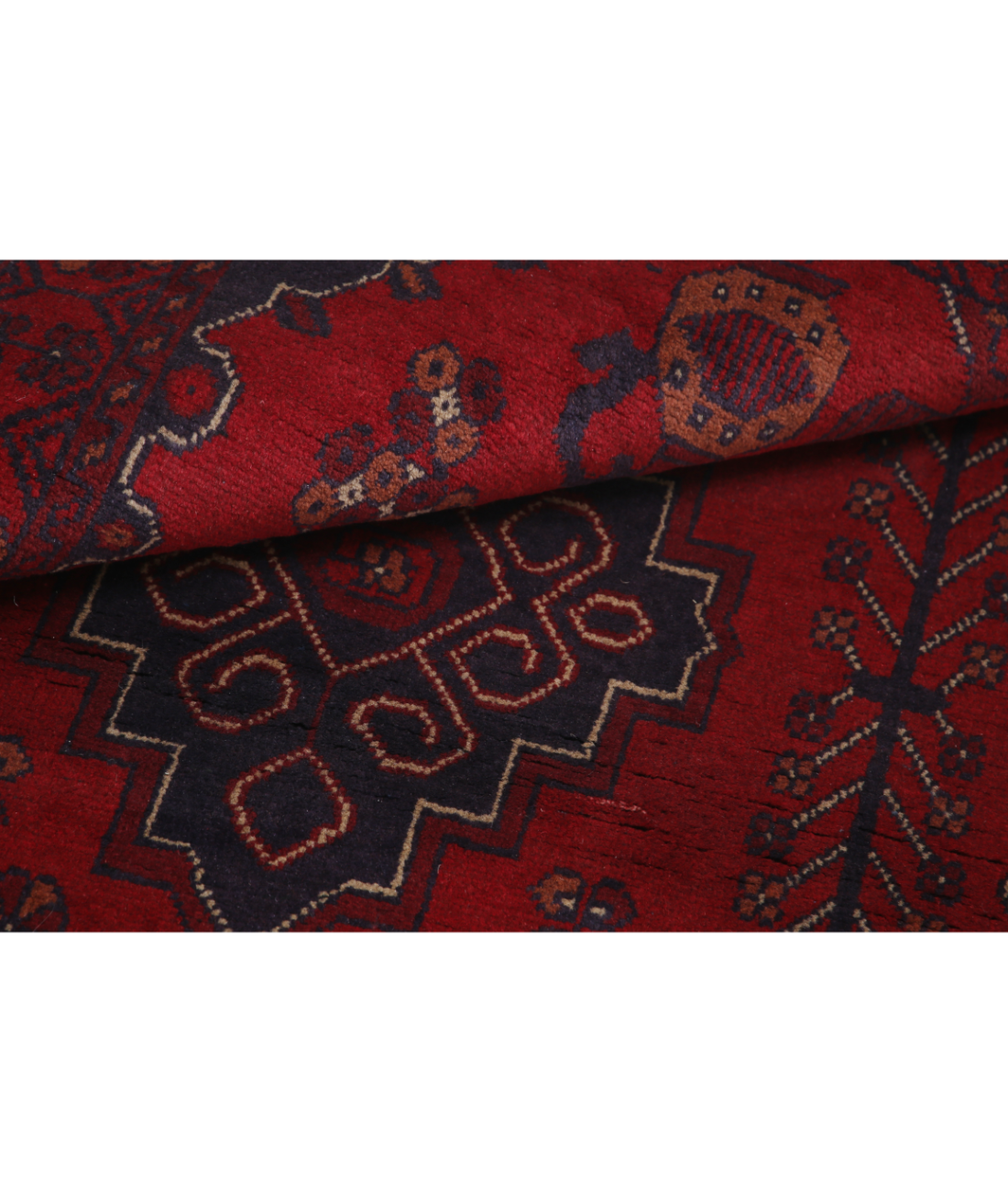 Afghan 3' 3" X 5' 0" Hand-Knotted Wool Rug 3' 3" X 5' 0" (99 X 152) / Red / Blue
