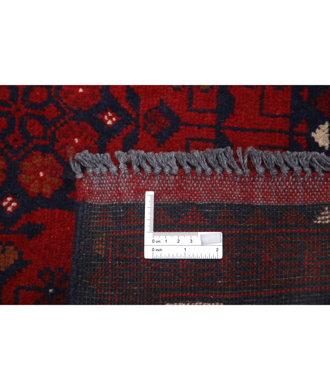 Afghan 3' 4" X 4' 11" Hand-Knotted Wool Rug 3' 4" X 4' 11" (102 X 150) / Red / Blue