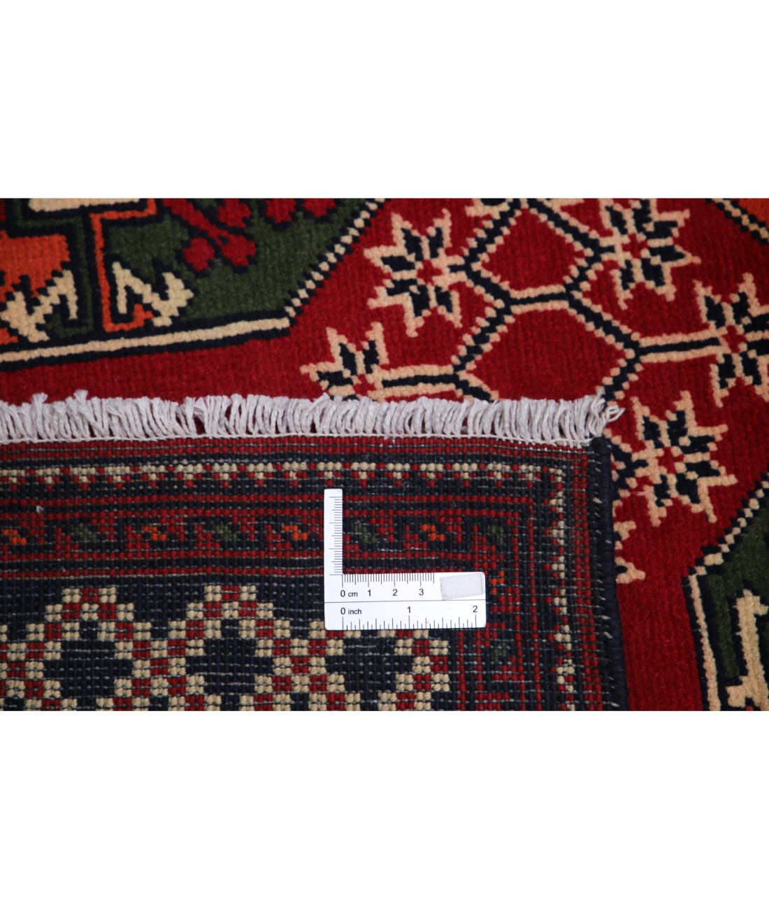 Afghan 3' 4" X 4' 8" Hand-Knotted Wool Rug 3' 4" X 4' 8" (102 X 142) / Red / Black
