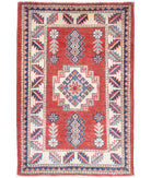 Kazak 2'2'' X 3'4'' Hand-Knotted Wool Rug 2'2'' x 3'4'' (65 X 100) / Red / Ivory