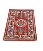 Kazak 1'11'' X 2'11'' Hand-Knotted Wool Rug 1'11'' x 2'11'' (58 X 88) / Red / Ivory