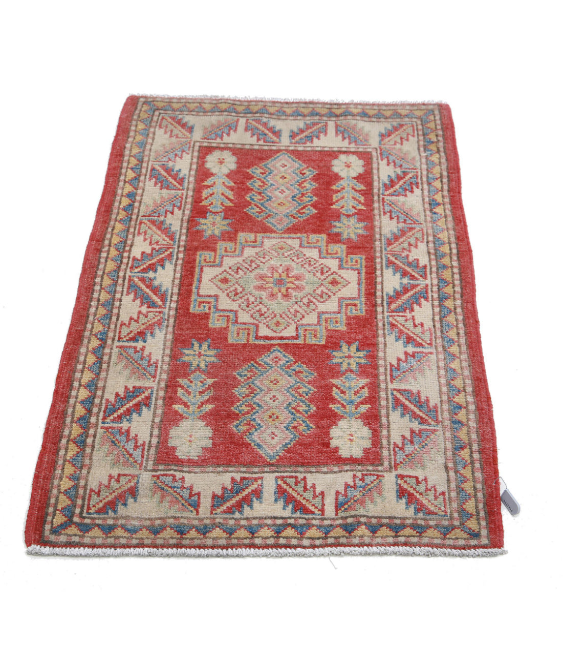 Kazak 2'2'' X 3'7'' Hand-Knotted Wool Rug 2'2'' x 3'7'' (65 X 108) / Red / Ivory