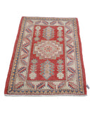 Kazak 2'2'' X 3'7'' Hand-Knotted Wool Rug 2'2'' x 3'7'' (65 X 108) / Red / Ivory