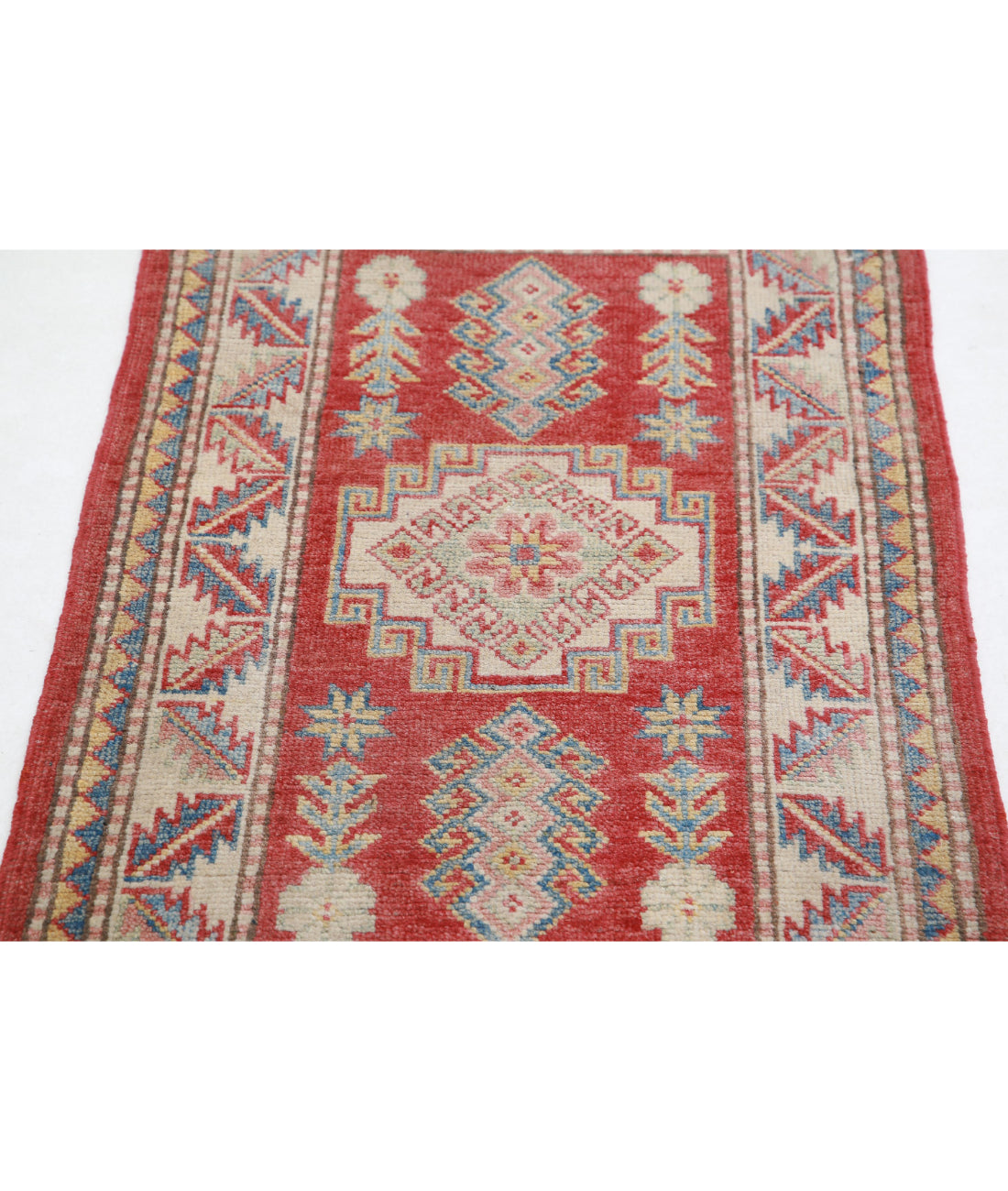 Kazak 2'2'' X 3'7'' Hand-Knotted Wool Rug 2'2'' x 3'7'' (65 X 108) / Red / Ivory