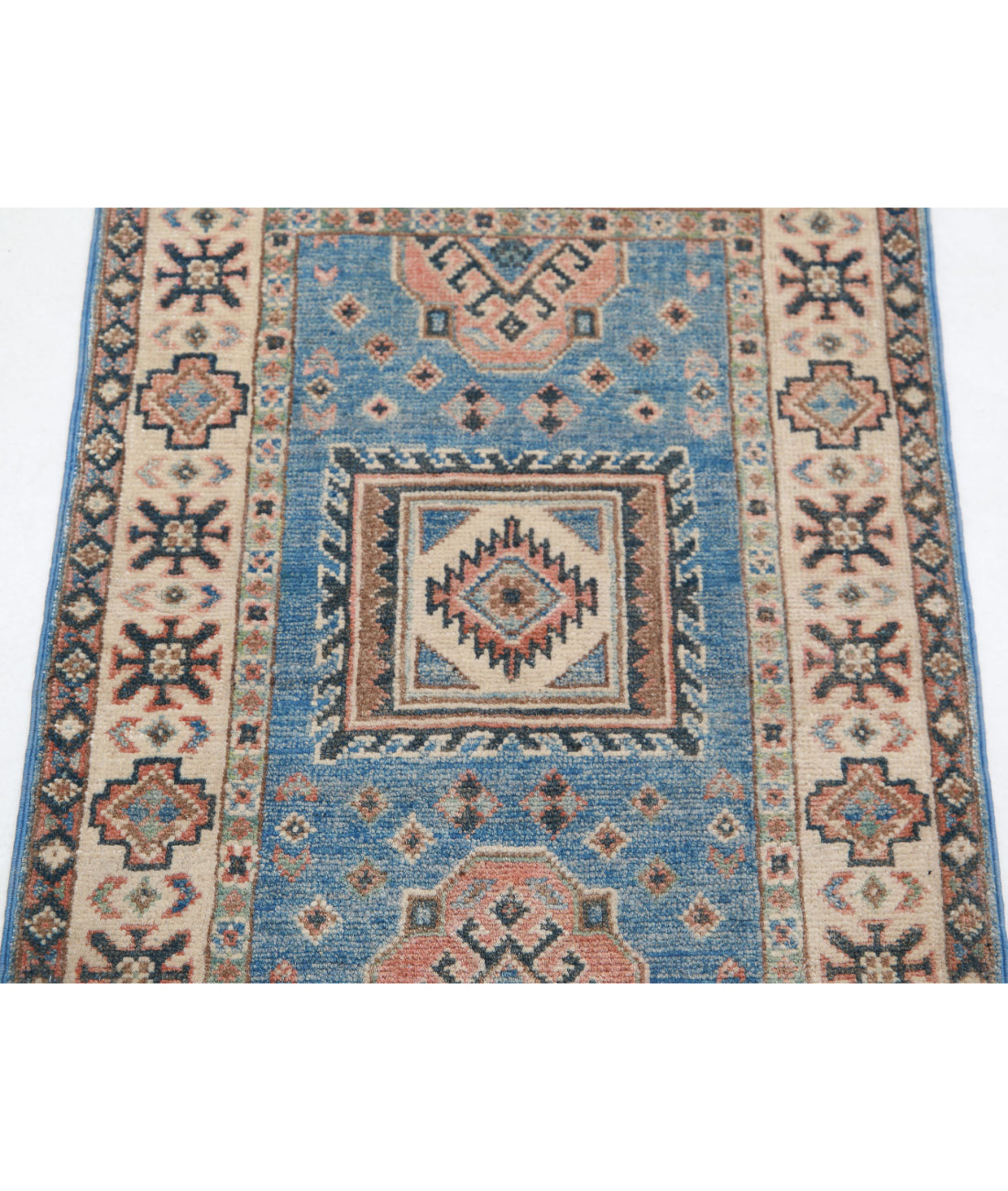 Kazak 1'11'' X 2'10'' Hand-Knotted Wool Rug 1'11'' x 2'10'' (58 X 85) / Blue / Ivory