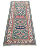 Kazak 1'11'' X 5'7'' Hand-Knotted Wool Rug 1'11'' x 5'7'' (58 X 168) / Green / Ivory