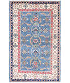 Kazak 2'7'' X 4'1'' Hand-Knotted Wool Rug 2'7'' x 4'1'' (78 X 123) / Blue / Ivory