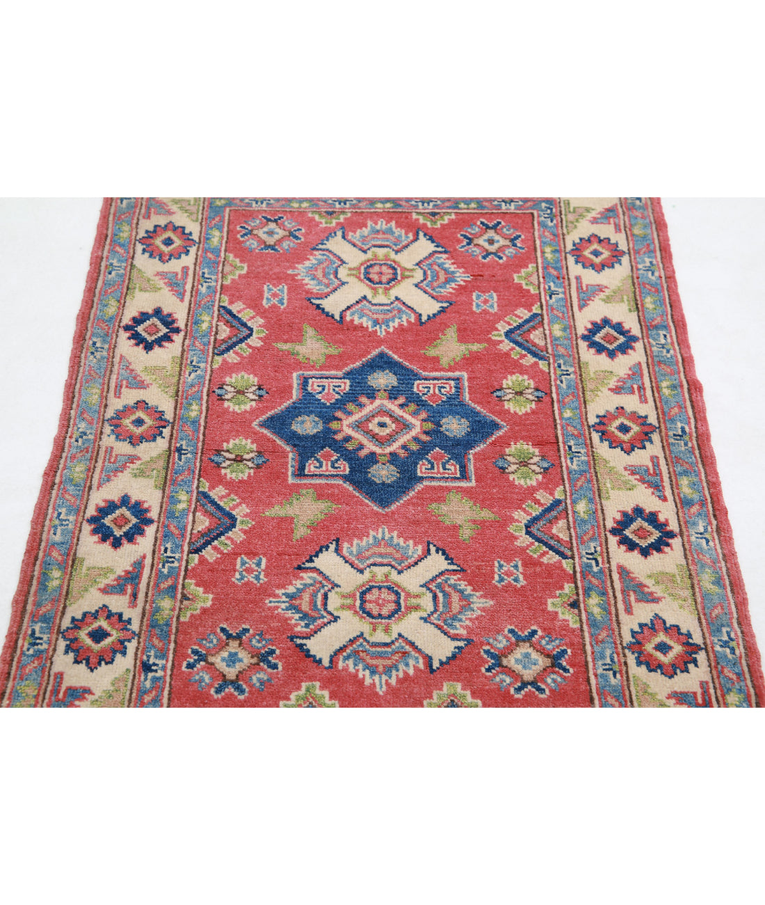 Kazak 2'7'' X 3'11'' Hand-Knotted Wool Rug 2'7'' x 3'11'' (78 X 118) / Red / Ivory