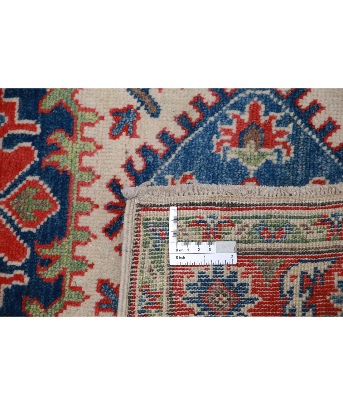 Kazak 2'8'' X 4'0'' Hand-Knotted Wool Rug 2'8'' x 4'0'' (80 X 120) / Ivory / Red