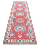 Kazak 2'7'' X 9'7'' Hand-Knotted Wool Rug 2'7'' x 9'7'' (78 X 288) / Red / Ivory