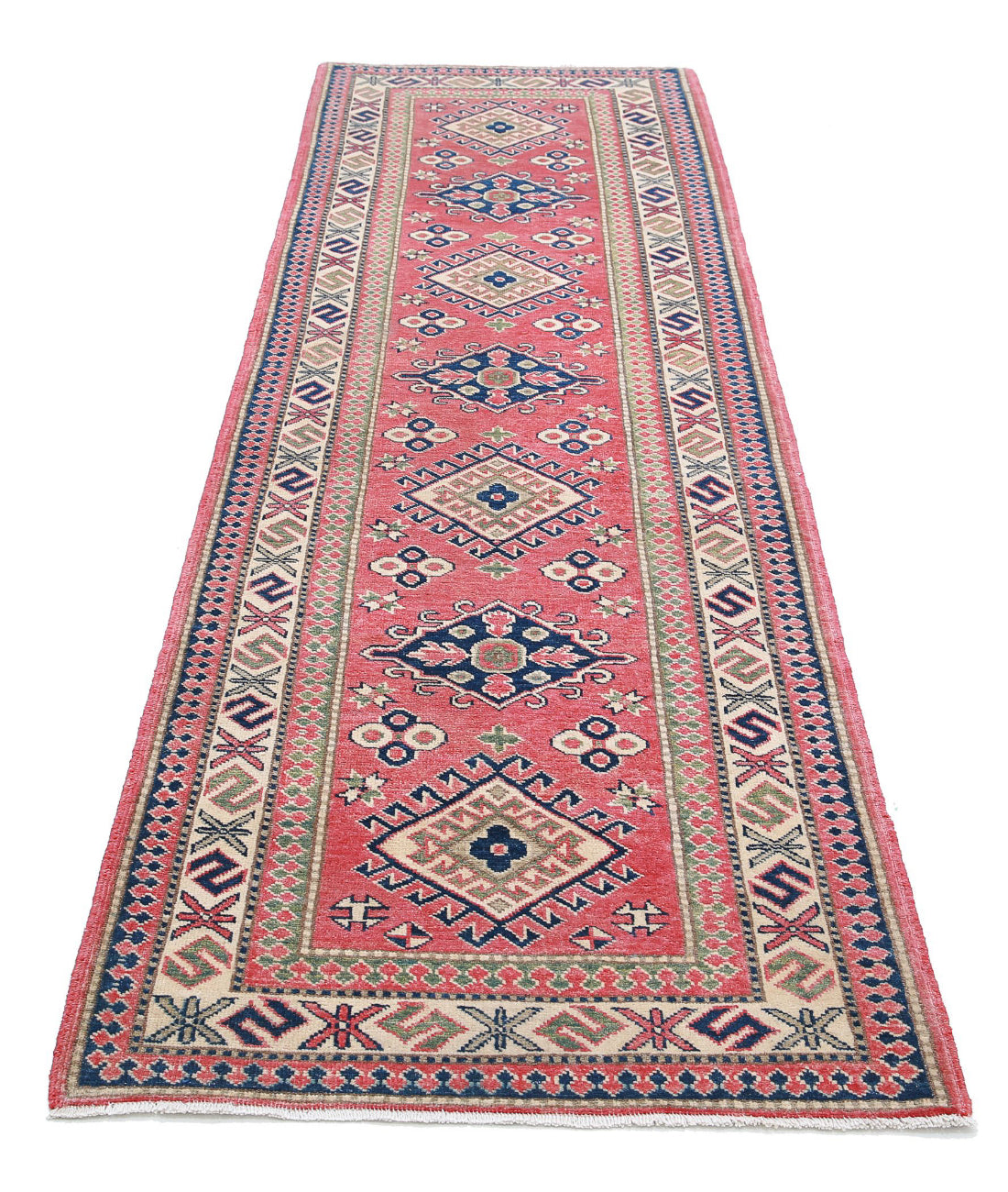 Kazak 2'9'' X 9'6'' Hand-Knotted Wool Rug 2'9'' x 9'6'' (83 X 285) / Red / Ivory