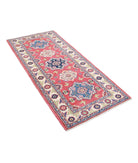 Kazak 2'9'' X 6'1'' Hand-Knotted Wool Rug 2'9'' x 6'1'' (83 X 183) / Red / Ivory