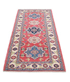 Kazak 2'9'' X 6'1'' Hand-Knotted Wool Rug 2'9'' x 6'1'' (83 X 183) / Red / Ivory