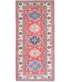 Kazak 2'9'' X 6'1'' Hand-Knotted Wool Rug 2'9'' x 6'1'' (83 X 183) / Red / Ivory