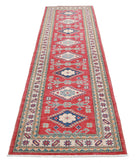 Kazak 2'8'' X 9'6'' Hand-Knotted Wool Rug 2'8'' x 9'6'' (80 X 285) / Red / Ivory