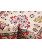 Kazak 3'3'' X 5'1'' Hand-Knotted Wool Rug 3'3'' x 5'1'' (98 X 153) / Ivory / Red