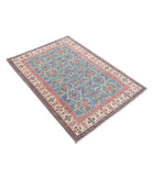 Kazak 3'2'' X 4'5'' Hand-Knotted Wool Rug 3'2'' x 4'5'' (95 X 133) / Blue / Ivory