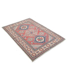 Kazak 4'0'' X 5'4'' Hand-Knotted Wool Rug 4'0'' x 5'4'' (120 X 160) / Red / Ivory